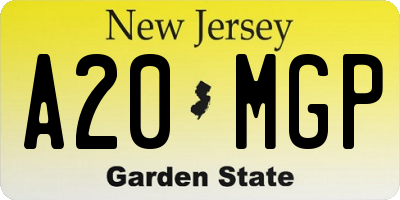 NJ license plate A20MGP