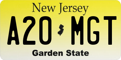 NJ license plate A20MGT