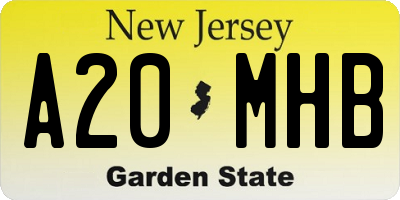 NJ license plate A20MHB