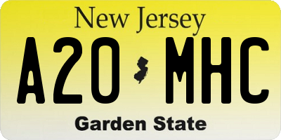 NJ license plate A20MHC