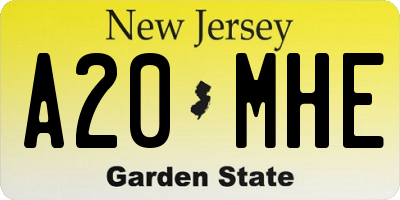 NJ license plate A20MHE