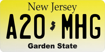 NJ license plate A20MHG