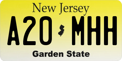 NJ license plate A20MHH