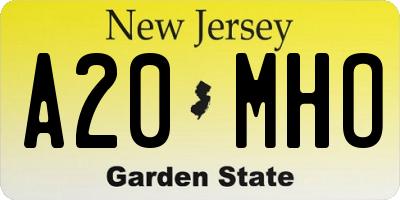 NJ license plate A20MHO