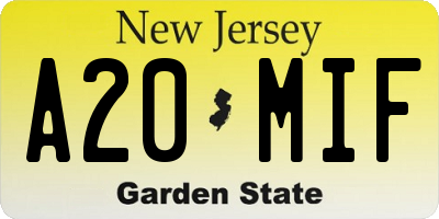 NJ license plate A20MIF