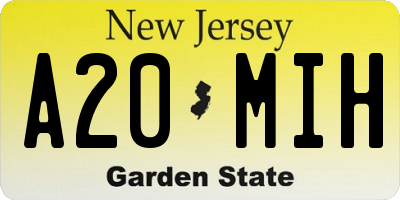 NJ license plate A20MIH