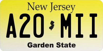 NJ license plate A20MII