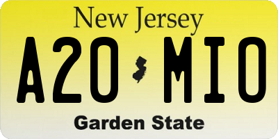 NJ license plate A20MIO