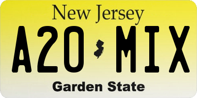 NJ license plate A20MIX