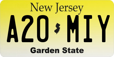 NJ license plate A20MIY
