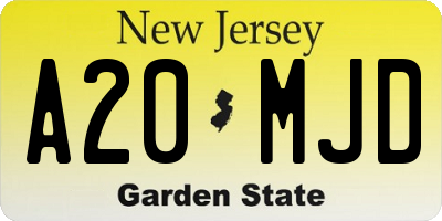 NJ license plate A20MJD