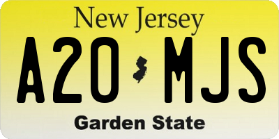 NJ license plate A20MJS