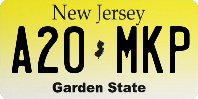 NJ license plate A20MKP