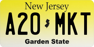 NJ license plate A20MKT