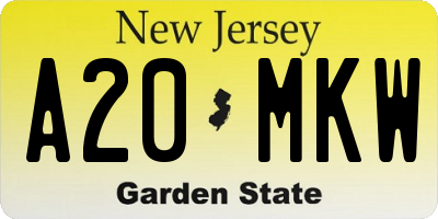 NJ license plate A20MKW