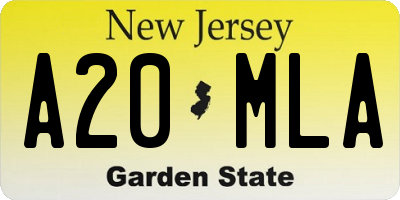 NJ license plate A20MLA