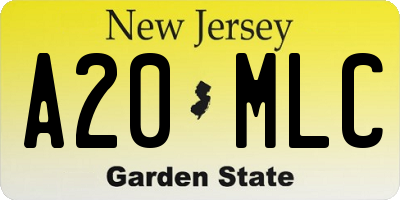 NJ license plate A20MLC