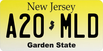 NJ license plate A20MLD