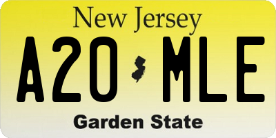 NJ license plate A20MLE