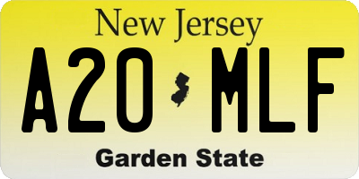 NJ license plate A20MLF