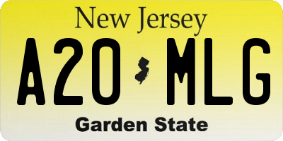 NJ license plate A20MLG