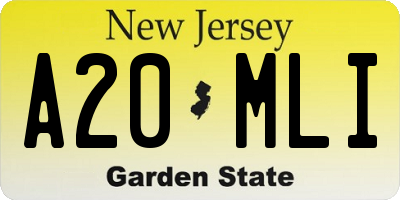 NJ license plate A20MLI