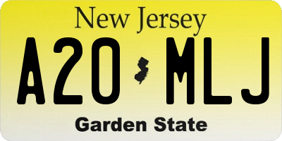 NJ license plate A20MLJ