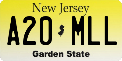 NJ license plate A20MLL