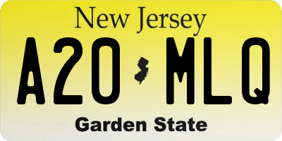 NJ license plate A20MLQ