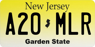 NJ license plate A20MLR