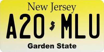 NJ license plate A20MLU