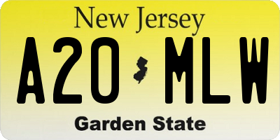 NJ license plate A20MLW