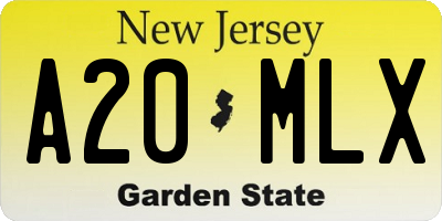 NJ license plate A20MLX