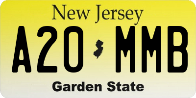 NJ license plate A20MMB