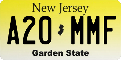 NJ license plate A20MMF