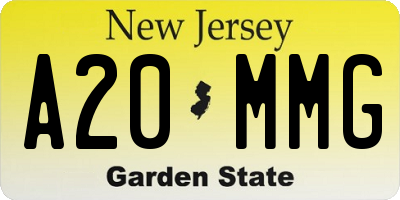 NJ license plate A20MMG