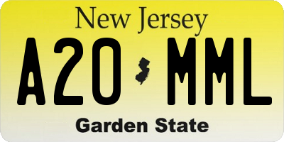 NJ license plate A20MML