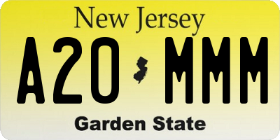 NJ license plate A20MMM