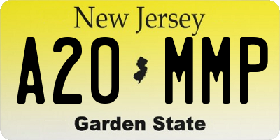 NJ license plate A20MMP