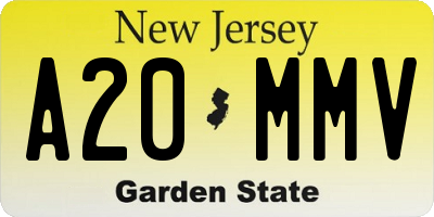 NJ license plate A20MMV