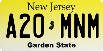 NJ license plate A20MNM