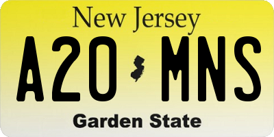 NJ license plate A20MNS