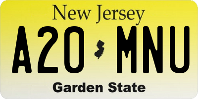NJ license plate A20MNU