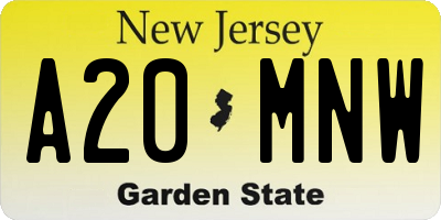 NJ license plate A20MNW