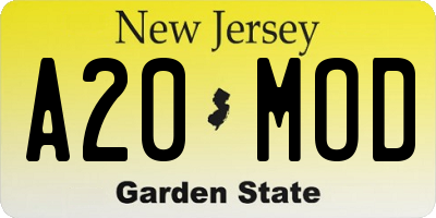NJ license plate A20MOD