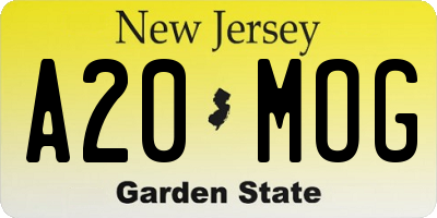 NJ license plate A20MOG