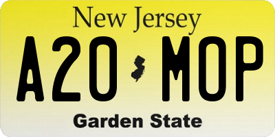 NJ license plate A20MOP