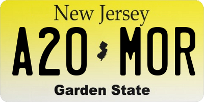 NJ license plate A20MOR