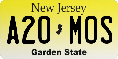 NJ license plate A20MOS