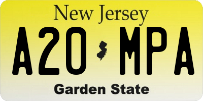 NJ license plate A20MPA
